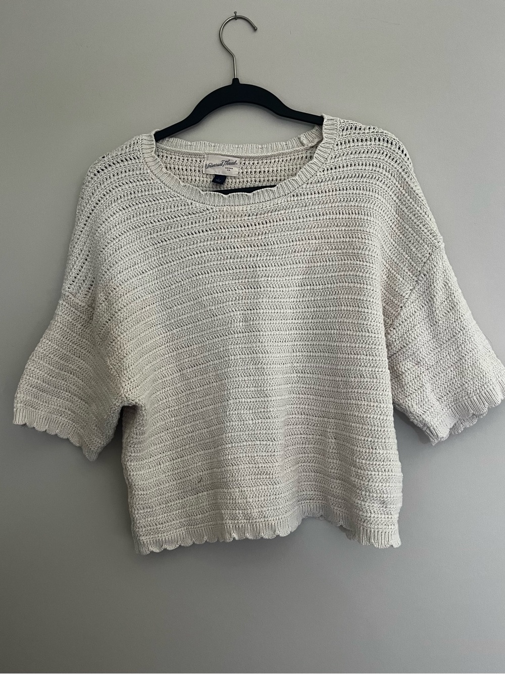 Universal Thread Open-Knit Cream Short-Sleeve Sweater